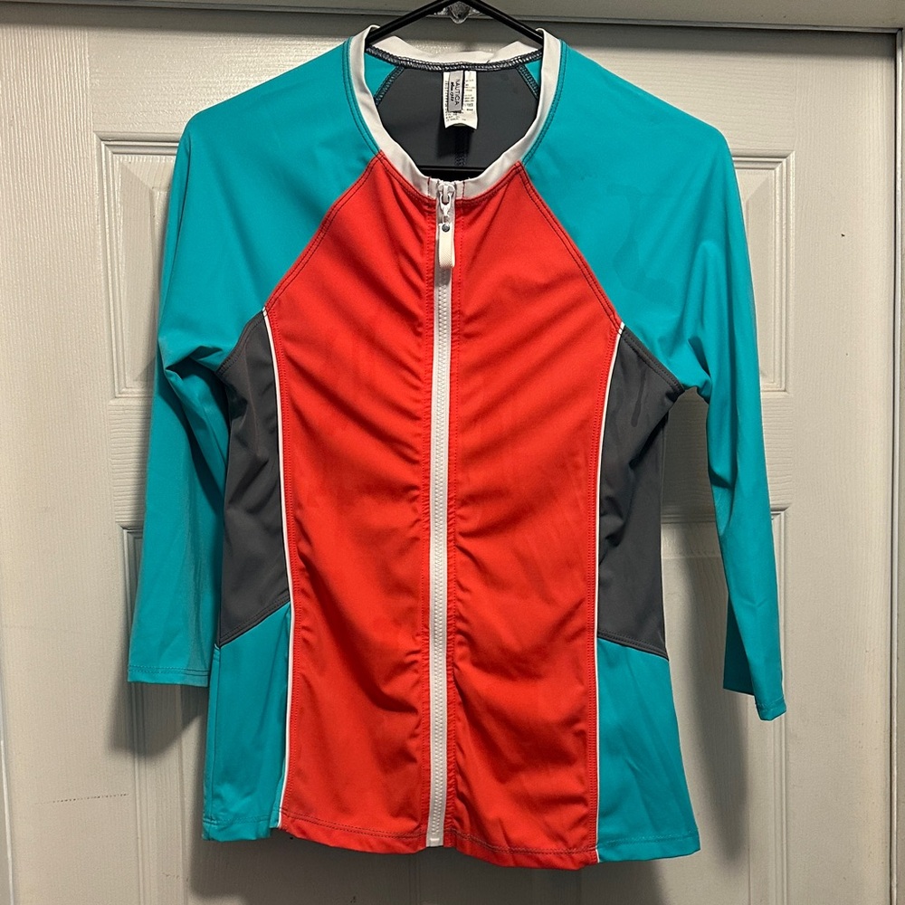 Nautica Red and Teal Zip-Up Jacket